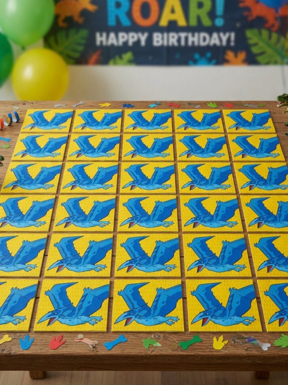 25ct Blue Pterodactyl Napkins 5" x 5" Dinosaur Birthday Party Supplies